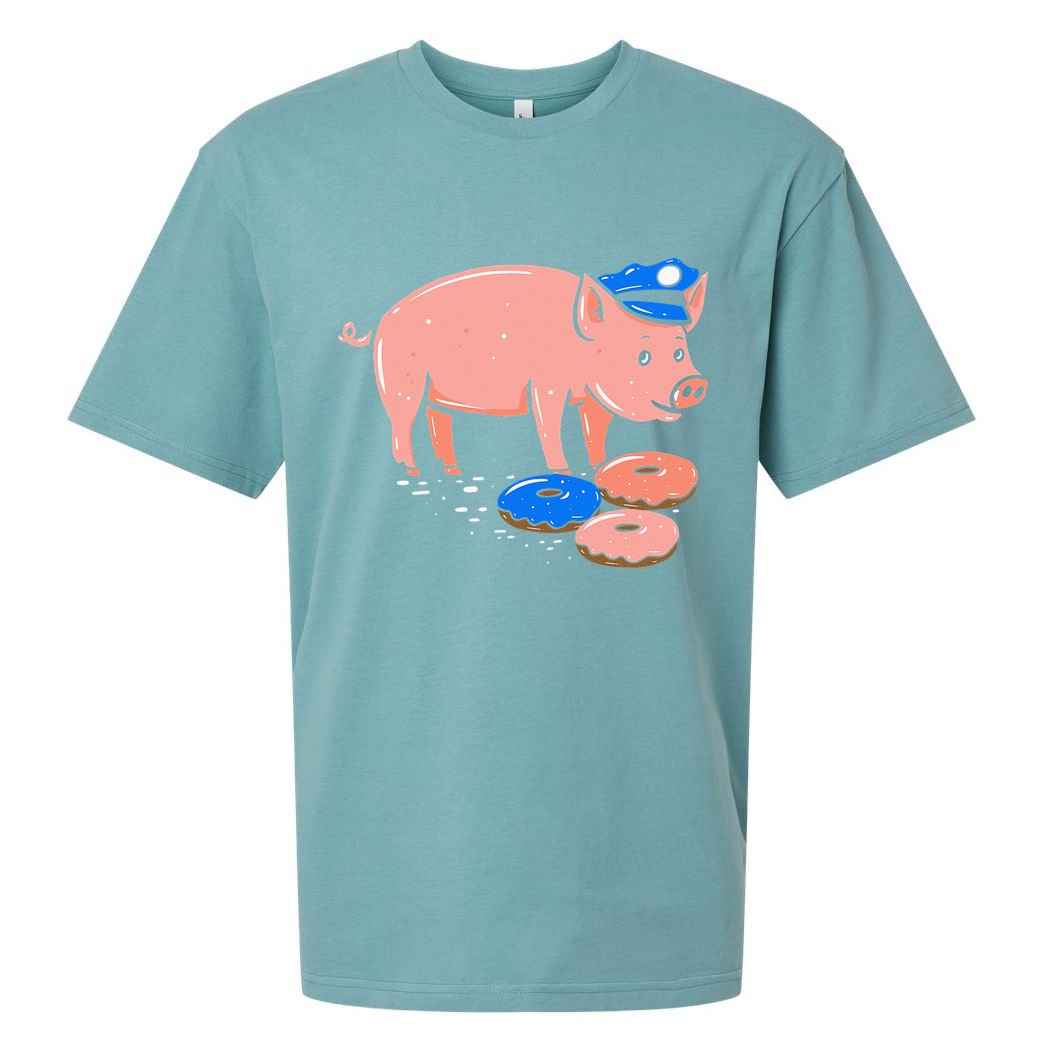 Pig Cop Funny Police Officer Doughnut Gift Sueded Cloud Jersey T-Shirt