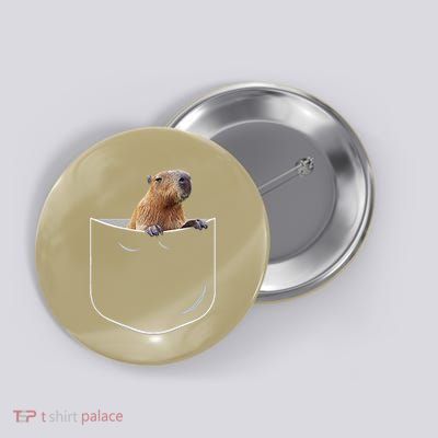 Pocket Capybara Funny Capybara In Pocket Gift Button