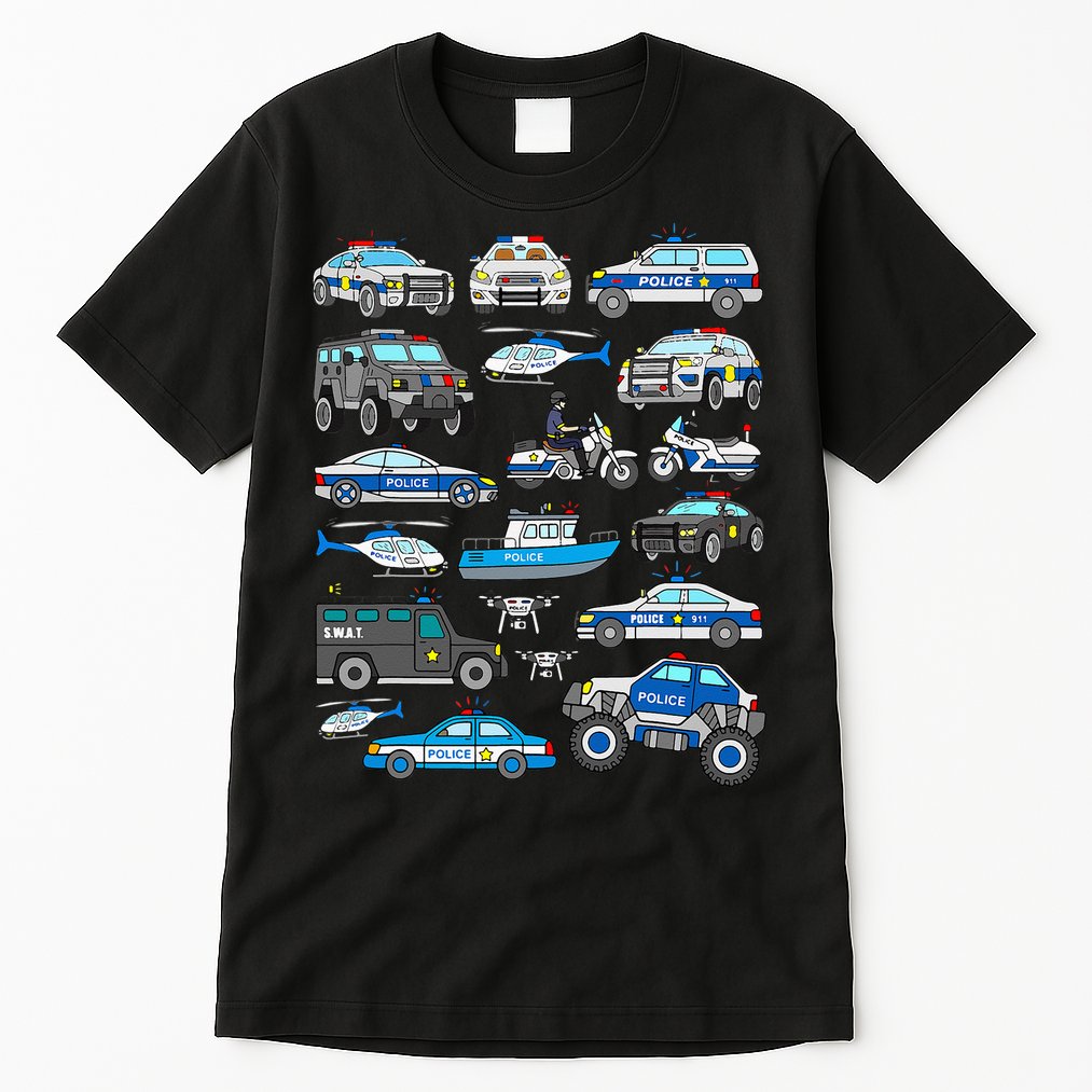 Police Car For Cop Vehicles SWAT Truck Tall T-Shirt