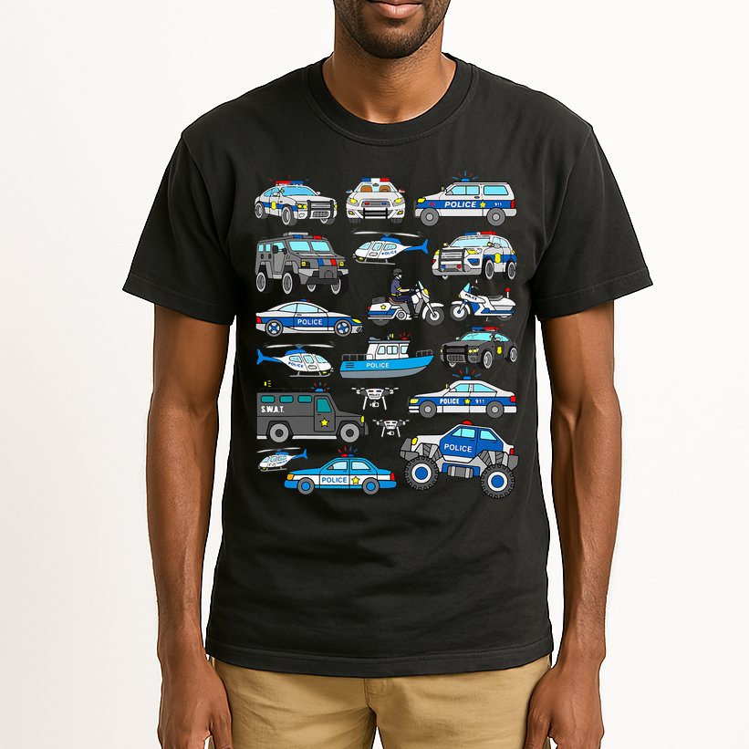 Police Car For Cop Vehicles SWAT Truck Tall T-Shirt