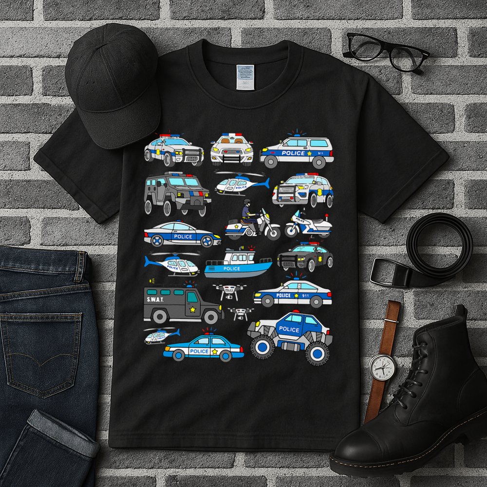 Police Car For Cop Vehicles SWAT Truck Tall T-Shirt