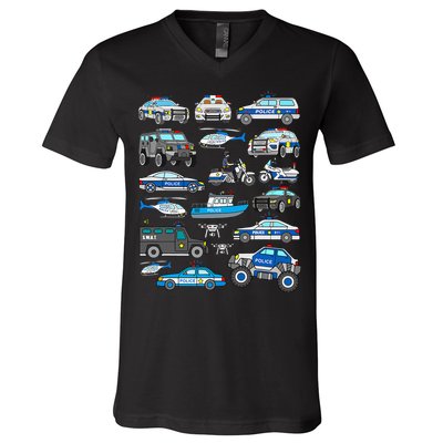 Police Car For Cop Vehicles SWAT Truck V-Neck T-Shirt