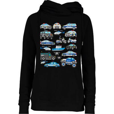 Police Car For Cop Vehicles SWAT Truck Womens Funnel Neck Pullover Hood