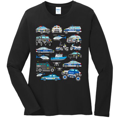 Police Car For Cop Vehicles SWAT Truck Ladies Long Sleeve Shirt