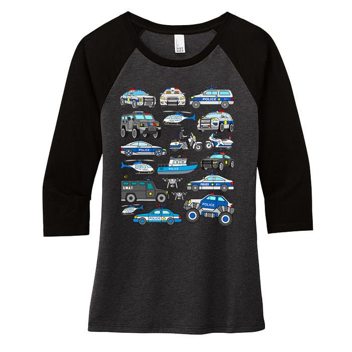 Police Car For Cop Vehicles SWAT Truck Women's Tri-Blend 3/4-Sleeve Raglan Shirt