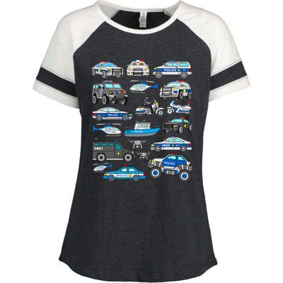 Police Car For Cop Vehicles SWAT Truck Enza Ladies Jersey Colorblock Tee