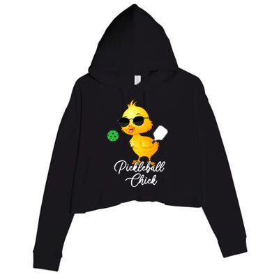 Pickleball Chick Funny Meme Pickleball Crop Fleece Hoodie