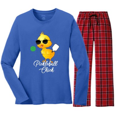 Pickleball Chick Funny Meme Pickleball Women's Long Sleeve Flannel Pajama Set 