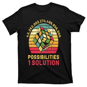 Puzzle Cube Funny One Solution Speed Cubing Retro Math T-Shirt