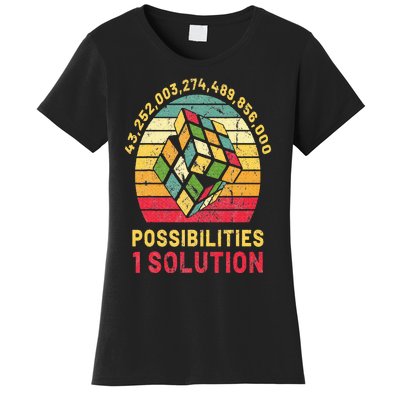 Puzzle Cube Funny One Solution Speed Cubing Retro Math Women's T-Shirt