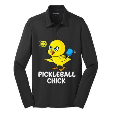 Pickleball Chick, funny pickleball Silk Touch Performance Long Sleeve Polo