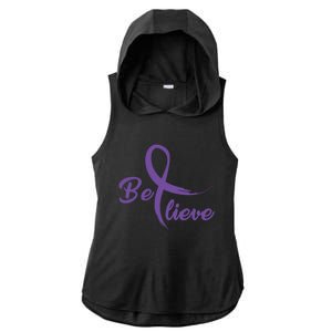 Pancreatic Cancer Fight Cancer Ribbon Gift Ladies PosiCharge Tri-Blend Wicking Draft Hoodie Tank