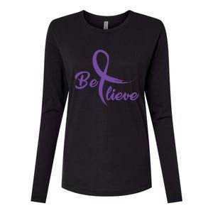 Pancreatic Cancer Fight Cancer Ribbon Gift Womens Cotton Relaxed Long Sleeve T-Shirt