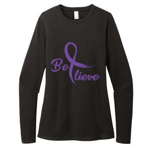 Pancreatic Cancer Fight Cancer Ribbon Gift Womens CVC Long Sleeve Shirt