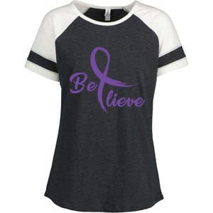 Pancreatic Cancer Fight Cancer Ribbon Gift Enza Ladies Jersey Colorblock Tee