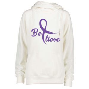 Pancreatic Cancer Fight Cancer Ribbon Gift Womens Funnel Neck Pullover Hood