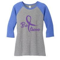 Pancreatic Cancer Fight Cancer Ribbon Gift Women's Tri-Blend 3/4-Sleeve Raglan Shirt