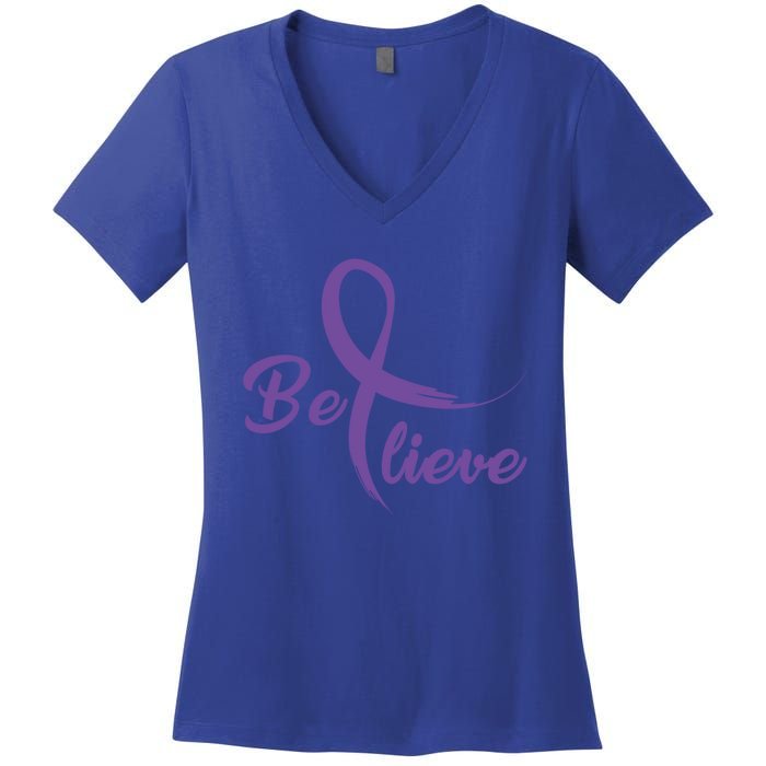 Pancreatic Cancer Fight Cancer Ribbon Gift Women's V-Neck T-Shirt