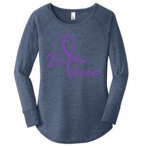 Pancreatic Cancer Fight Cancer Ribbon Gift Women's Perfect Tri Tunic Long Sleeve Shirt