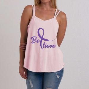 Pancreatic Cancer Fight Cancer Ribbon Gift Women's Strappy Tank