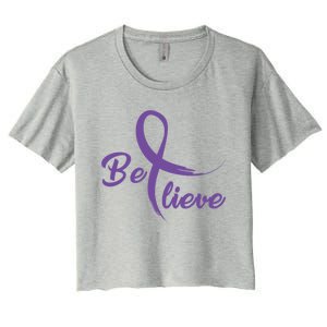 Pancreatic Cancer Fight Cancer Ribbon Gift Women's Crop Top Tee