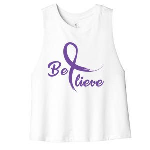 Pancreatic Cancer Fight Cancer Ribbon Gift Women's Racerback Cropped Tank