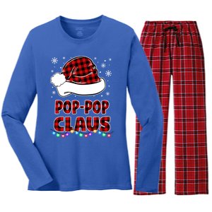 Poppop Claus Funny Matching Family Christmas Pajamas Funny Gift Women's Long Sleeve Flannel Pajama Set 