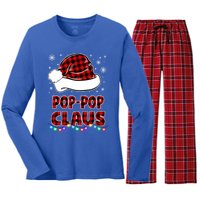 Poppop Claus Funny Matching Family Christmas Pajamas Funny Gift Women's Long Sleeve Flannel Pajama Set 