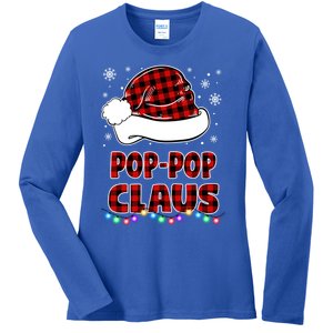 Poppop Claus Funny Matching Family Christmas Pajamas Funny Gift Ladies Long Sleeve Shirt