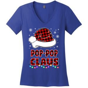 Poppop Claus Funny Matching Family Christmas Pajamas Funny Gift Women's V-Neck T-Shirt