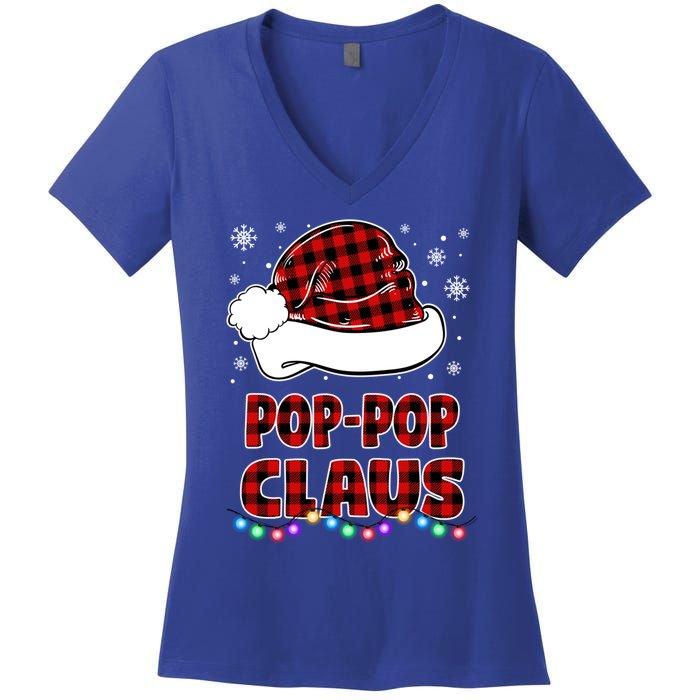 Poppop Claus Funny Matching Family Christmas Pajamas Funny Gift Women's V-Neck T-Shirt