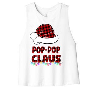 Poppop Claus Funny Matching Family Christmas Pajamas Funny Gift Women's Racerback Cropped Tank