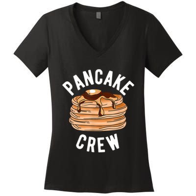 Pancake Crew Funny Pancake Women's V-Neck T-Shirt