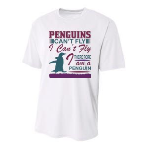 Penguins Can't Fly I Can't Fly Therefore I Am A Penguins Youth Performance Sprint T-Shirt