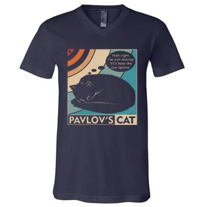 Pavlovs Cat Funny Psychology (Clr) V-Neck T-Shirt