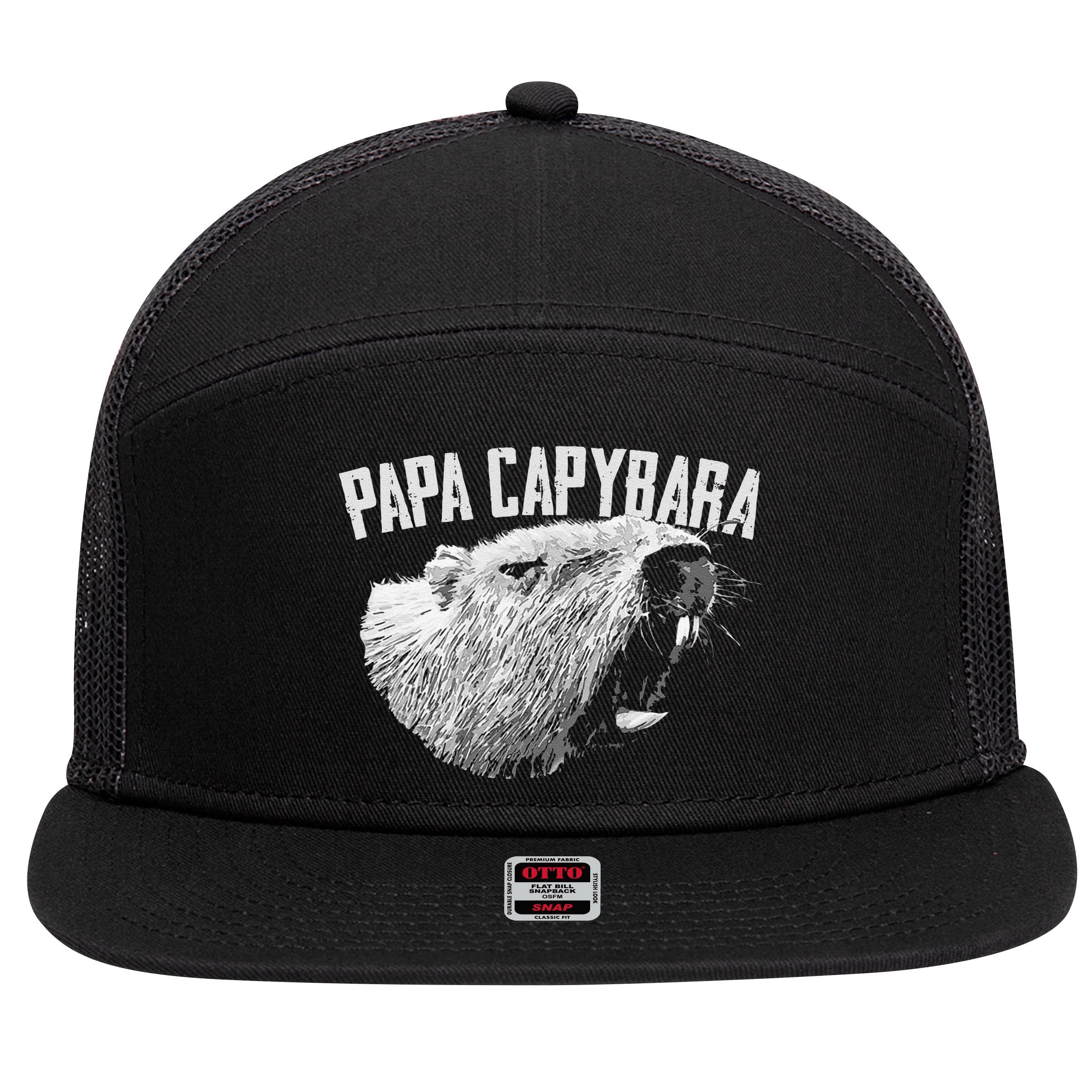 Papa Capybara Father Day Capybara 7 Panel Mesh Trucker Snapback Hat