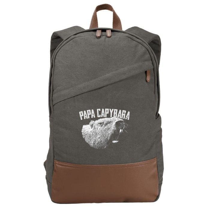 Papa Capybara Father Day Capybara Cotton Canvas Backpack