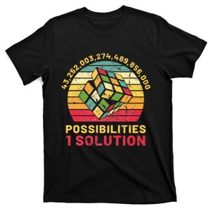 Puzzle Cube Funny One Solution Speed Cubing Retro Math T-Shirt