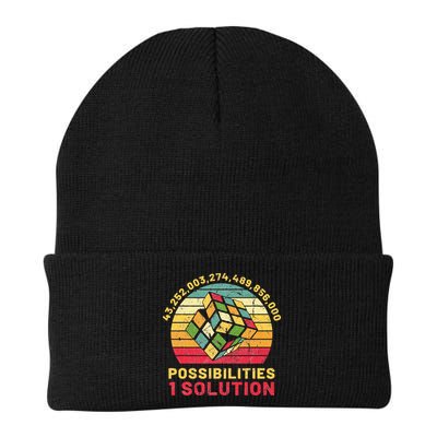 Puzzle Cube Funny One Solution Speed Cubing Retro Math Knit Cap Winter Beanie