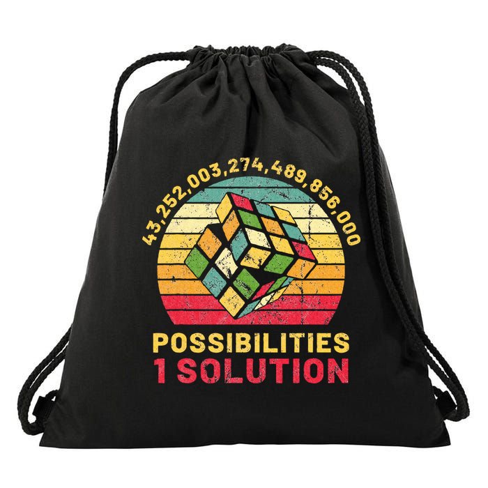 Puzzle Cube Funny One Solution Speed Cubing Retro Math Drawstring Bag