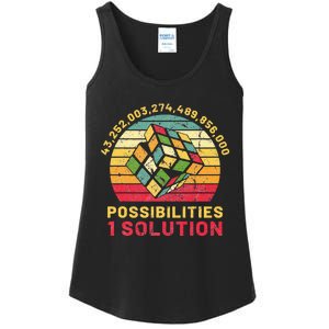 Puzzle Cube Funny One Solution Speed Cubing Retro Math Ladies Essential Tank