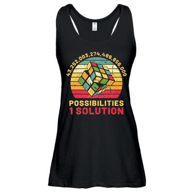 Puzzle Cube Funny One Solution Speed Cubing Retro Math Ladies Essential Flowy Tank