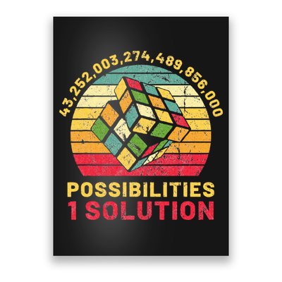 Puzzle Cube Funny One Solution Speed Cubing Retro Math Poster