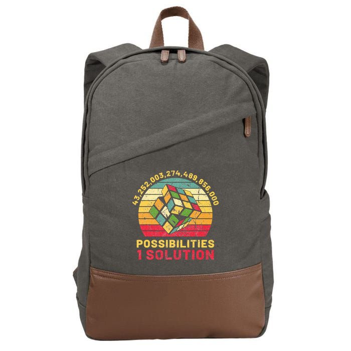 Puzzle Cube Funny One Solution Speed Cubing Retro Math Cotton Canvas Backpack