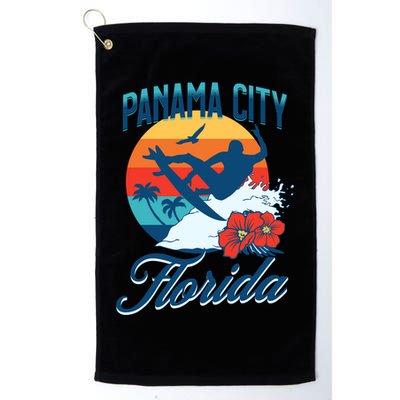 Panama City Florida Beach Surf Summer Vacation Vintage Meaningful Gift Golf Towel