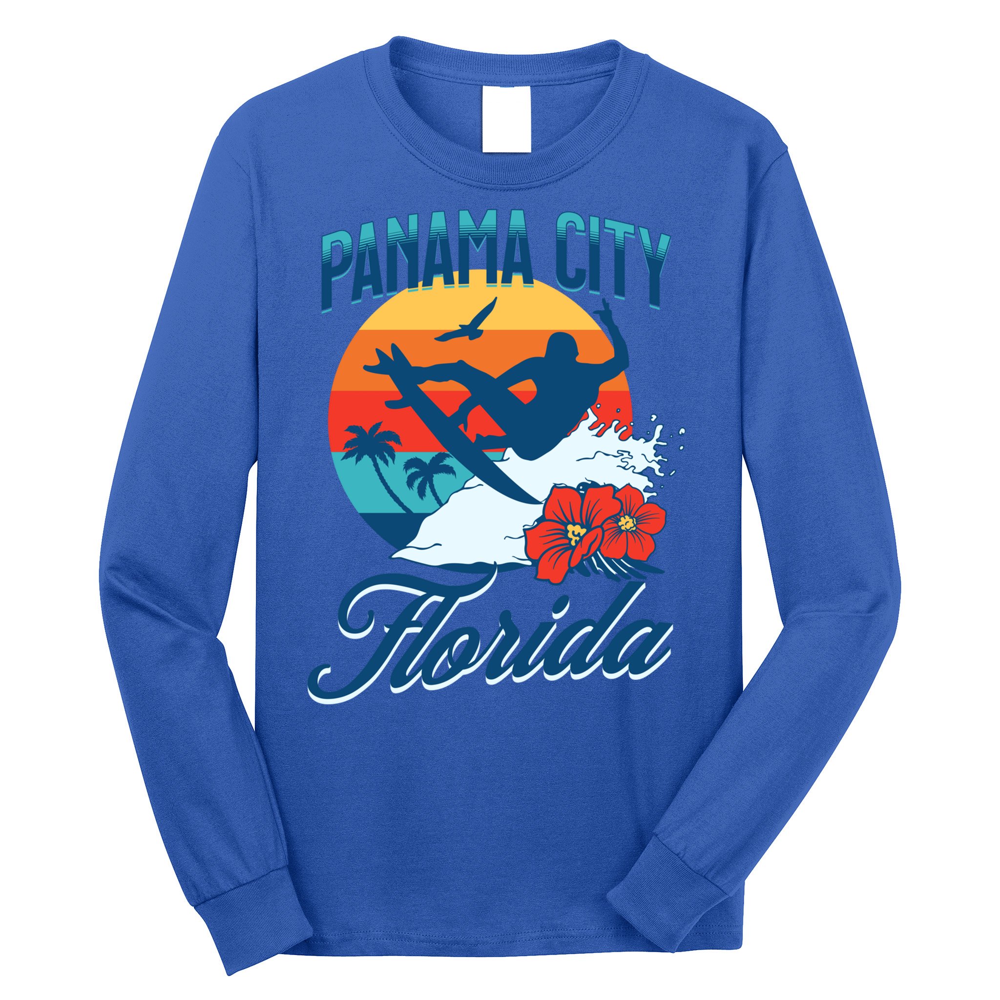 Panama City Florida Beach Surf Summer Vacation Vintage Meaningful Gift Long Sleeve Shirt