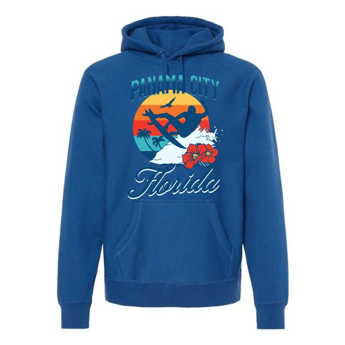 Panama City Florida Beach Surf Summer Vacation Vintage Meaningful Gift Premium Hoodie