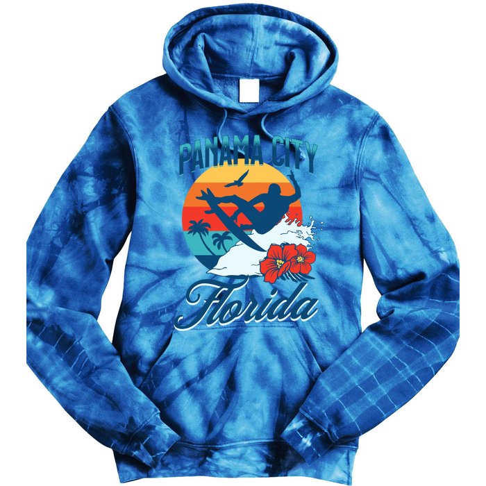 Panama City Florida Beach Surf Summer Vacation Vintage Meaningful Gift Tie Dye Hoodie