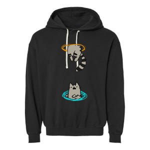 Portal Cat Funny Video Game Animal Garment-Dyed Fleece Hoodie