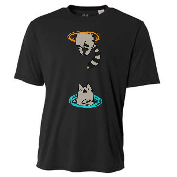 Portal Cat Funny Video Game Animal Cooling Performance Crew T-Shirt